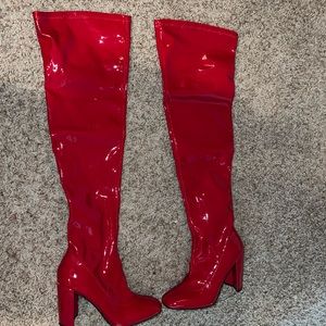 Like New Windsor Over- the- Knee Vinyl Red Boots